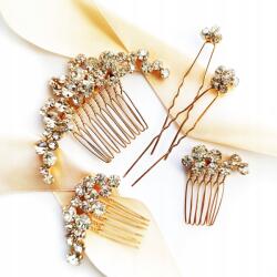Kokonet Arany hajdísz szett strasszokkal elegáns bebújós fésű glam (Złoty zestaw eleganckich ozdób do włosów)
