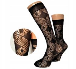 PREDA Mintás női térdzokni Preda harisnyanadrág rombuszmintával, fekete, 1 pár (5908256)