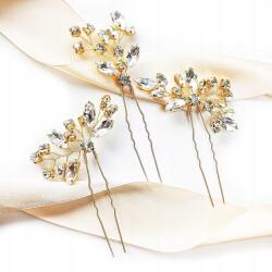 Kokonet Szett hajtű, hullámcsat, kontytű esküvői frizurához, Csillogó arany, látványos (4-0219)