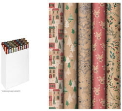  Tekercses Díszcsomagoló 70 x 200 cm Kraft Vegyes Mintában (MFP5811810)