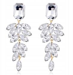 Kokonet Fülbevaló ezüst strasszok lógó kristályok csillogó (3-0379)