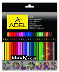 ADEL Színesceruza Készlet 24 Darabos Hatszögletű Fekete-Színes Test (BP179450100)