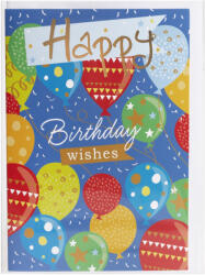  Szülinapi Képeslap Kék Lufik Angol Felirattal 13x19 cm (QX363170)