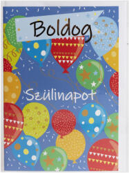  Szülinapi Képeslap Kék Lufik Magyar Felirattal 13x19 cm (QX363169)