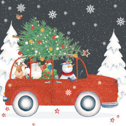 Ti-Flair Szalvéta 33x33 cm 3 Rétegű 20 Lap/Csomag Red Christmas Car Tél (AAD970)