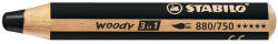 STABILO WOODY 3 IN 1 Színes Ceruza Zsírkréta Akvarell Ceruza Fekete (S880750)