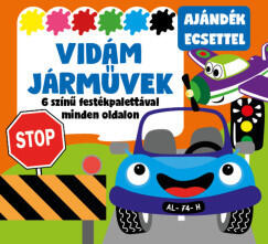  Vidám járművek - 6 színű festékpalettával minden oldalon - ajándék ecsettel