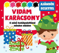  Vidám karácsony - 6 színű festékpalettával minden oldalon - ajándék ecsettel