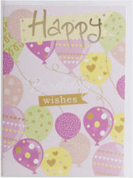  Szülinapi Képeslap Rózsaszín Lufik Angol Felirattal 13x19 cm (QX363174)