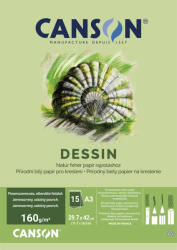 Canson Rajzlaptömb A/3 Fehér 160 Gramm Álló Fejben Ragasztott 15 Ív/Tömb Dessin (C602308001)