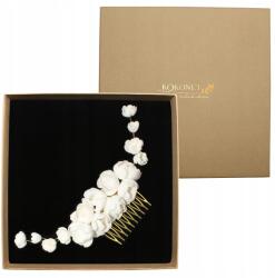 Kokonet Arany virágos fésű esküvői frizurához, kézzel készített dísz esküvőre (6-0003)