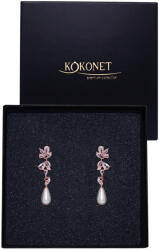 Kokonet Fülbevaló rose gold Gyöngyökkel lógó könnyű könnycsepp levelek stift ingyen (Kolczyki lekkie łezki listki na sztyft gratis)