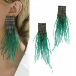 Kokonet Jelenség fülbevaló strasszokkal cérnával Toll esküvőre bál glam (3-0535)