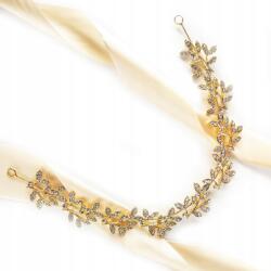 Kokonet Arany színű hajdísz esküvőre, cirkónia kövekkel, Levél mintával, csillogó (4-0103)