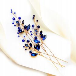 Kokonet Arany és kék hajtű szett, levél mintás, Társasági frizurához (Niebieskie wsuwki złote kokówki)