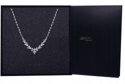 Kokonet Esküvői nyaklánc levelekkel, V kivágású, Swarovski kristályokkal, elegáns esküvőre, lakodalomra, partira (Naszyjnik ślubny srebrny listki)