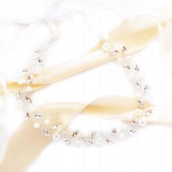 Kokonet Ezüst esküvői hajpánt gyöngyök strasszok gyönyörű hajdísz Boho (4-0079)