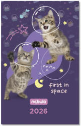 NEBULO Zsebnaptár NEBULO A/6 heti papírborítós Astro Cats 2026 (TZSN-A6-26-D2) - papir-bolt