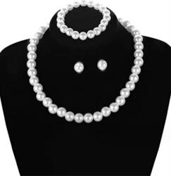 Kokonet Gyöngy fülbevaló szett karkötő gyöngy Elegáns állítható (2-0200)