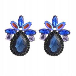 Kokonet Látványos sötétkék fülbevaló strasszokkal és könnycseppekkel (3-0363)