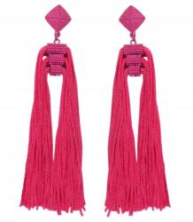 Kokonet Fülbevaló hosszú Fukszia rojtos cérna zsinór lógó rózsaszín (3-0474)