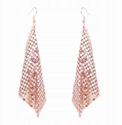 Kokonet Fülbevaló rózsaszín arany réz lógós könnyű hosszúkás látványos csoda (3-0569)