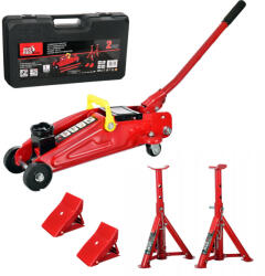 Big Red Krokodil emelő és támasztó bak készlet műanyag kofferben autószereléshez Big Red 820050 KIT 2 Tonnás teherbírás