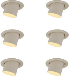 QAZQA 6 darabos süllyesztett spotlámpa szett bézs GU10 50mm kerek forgatható és dönthető - Installa (109578)