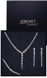 Kokonet 3 részes esküvői ékszerszett nyaklánc fülbevaló karkötő Wow (Efektowny zestaw biżuterii srebrnej)