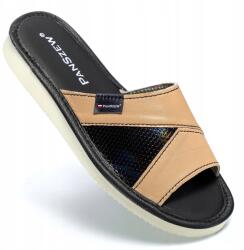 PanSzew Klasszikus Női Bőr Papucs Kényelmes Topánka Premium 36-41 (Brązowe Klapki Odkryte ze Skóry Naturalnej)