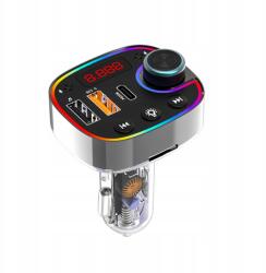 Autós gyorstöltő, Bluetooth zene, 3 port, átlátszó (JTD064)