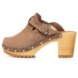 PanSzew Női Bőr Klumpa Elegáns Fából Készült Papucs Bőrből 35-41 PanSzew (Trepy Buty Oryginalne Klapki na Słupku)