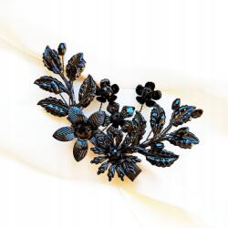 Kokonet Fekete hajcsat virágokkal és gallyakkal, sötét Gothic punk (4-0252)