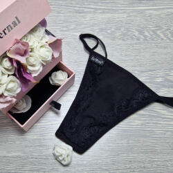 Barones állítható pántos CSIPKÉS tanga Fekete 10242