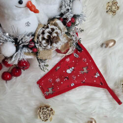  KARÁCSONYI pamut ÁLLÍTÓPÁNTOS hóember-rénszarvas TANGA-PIROS 35711