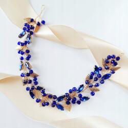 Kokonet arany kék ág hajpánt strasszokkal levelekkel (OZDOBA do włosów opaska girlanda niebieska)