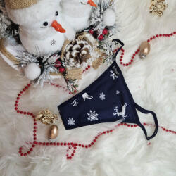  KARÁCSONYI pamut ÁLLÍTÓPÁNTOS hópihe-rénszarvas TANGA-KÉK 35715