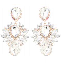 Kokonet Arany színű, kristályos csillár fülbevaló, látványos, cirkónia kövekkel, ragyogó (Złote długie duże kolczyki wesele)