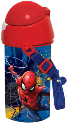  Pókember Dark műanyag szívószálas kulacs akasztóval 500 ml