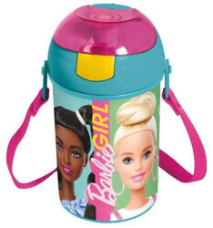 Barbie Happy Thoughts műanyag szívószálas kulacs akasztóval 450 ml