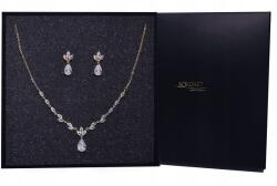 Kokonet Elegáns arany színű nyaklánc és fülbevaló szett esküvőre (Komplet naszyjnik kolczyki złoty ślubny)