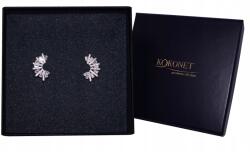 Kokonet Napsugár fülbevaló ezüst csíkok cirkóniákkal elegáns ródiumozott esküvői (8-0586)