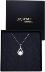 Kokonet Ażuromintás ezüst nyaklánc gyönggyel Elegáns, klasszikus esküvői ékszer (Perłowy łańcuszek zawieszka srebro)