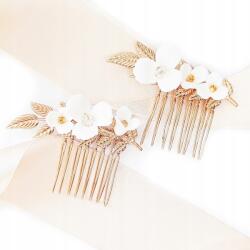 Kokonet Arany színű, virágos hajtűk, finom, rusztikus stílusú, Elegáns esküvői kiegészítő Nagyon Népszerű (4-0217)