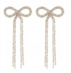 Kokonet Fülbevaló hosszú cirkónia szálak arany kristályokkal masni elegáns (3-0566)