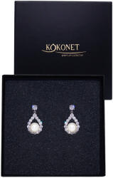Kokonet Gyöngy lógós fülbevaló elegáns strassz gyöngyök stift fényes kicsi (Lekkie krótkie srebrne kolczyki)