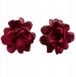 Kokonet Bordó virágos fülbevaló XXL 12cm gyönyörű feltűnő sötét szatén elegáns (3-0421)