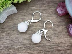 R. M. ékszer Fehér jáde lógós ásvány fülbevaló (11060)