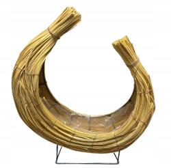 MartineX Virág Dekoráció Alap Fonott Croissant Rattan Hold Nád Természet (liść)