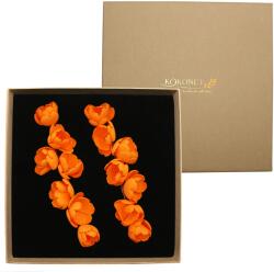 Kokonet Narancssárga arany virágos fülbevaló, Kézzel Készített, ajándékba (Kolczyki pomarańczowe złote kwiaty ROBIONE)